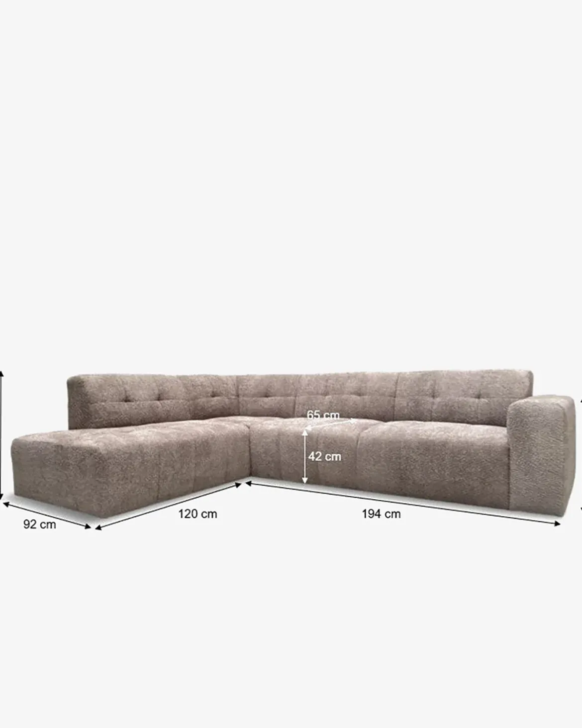 Aviano hjørnesofa m/open end Taupe