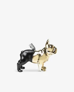 Bulldog sparegris sort/guld Pynt
