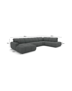 Bullet U-sofa Højrevendt med chaiselong og open end