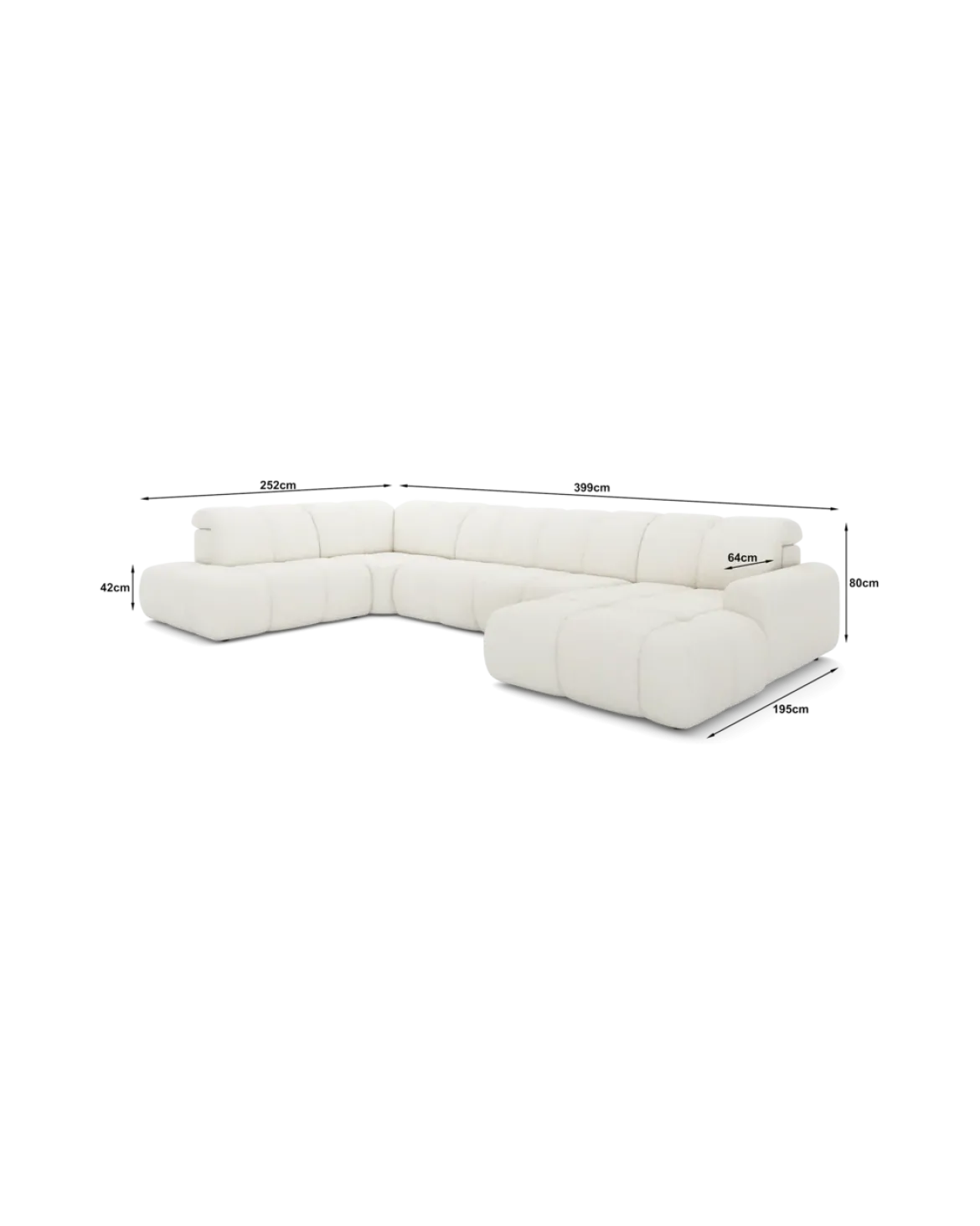 Bullet U-sofa Venstrevendt med chaiselong og open end
