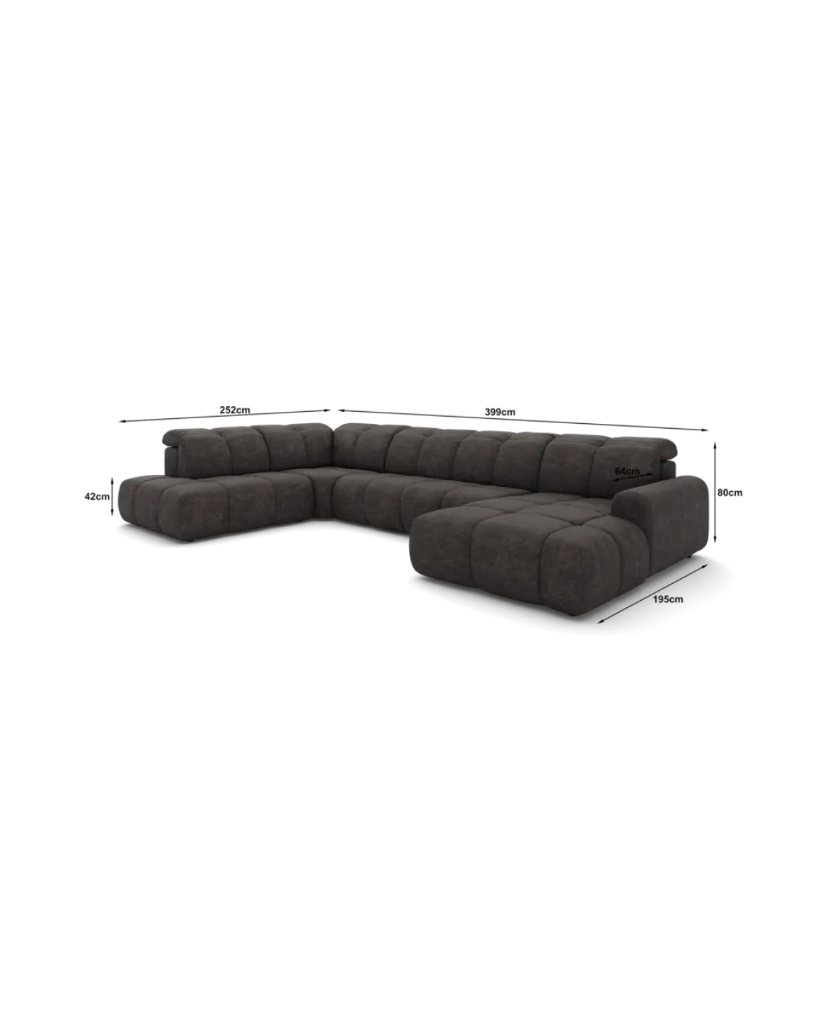 Bullet U-sofa Venstrevendt med chaiselong og open end
