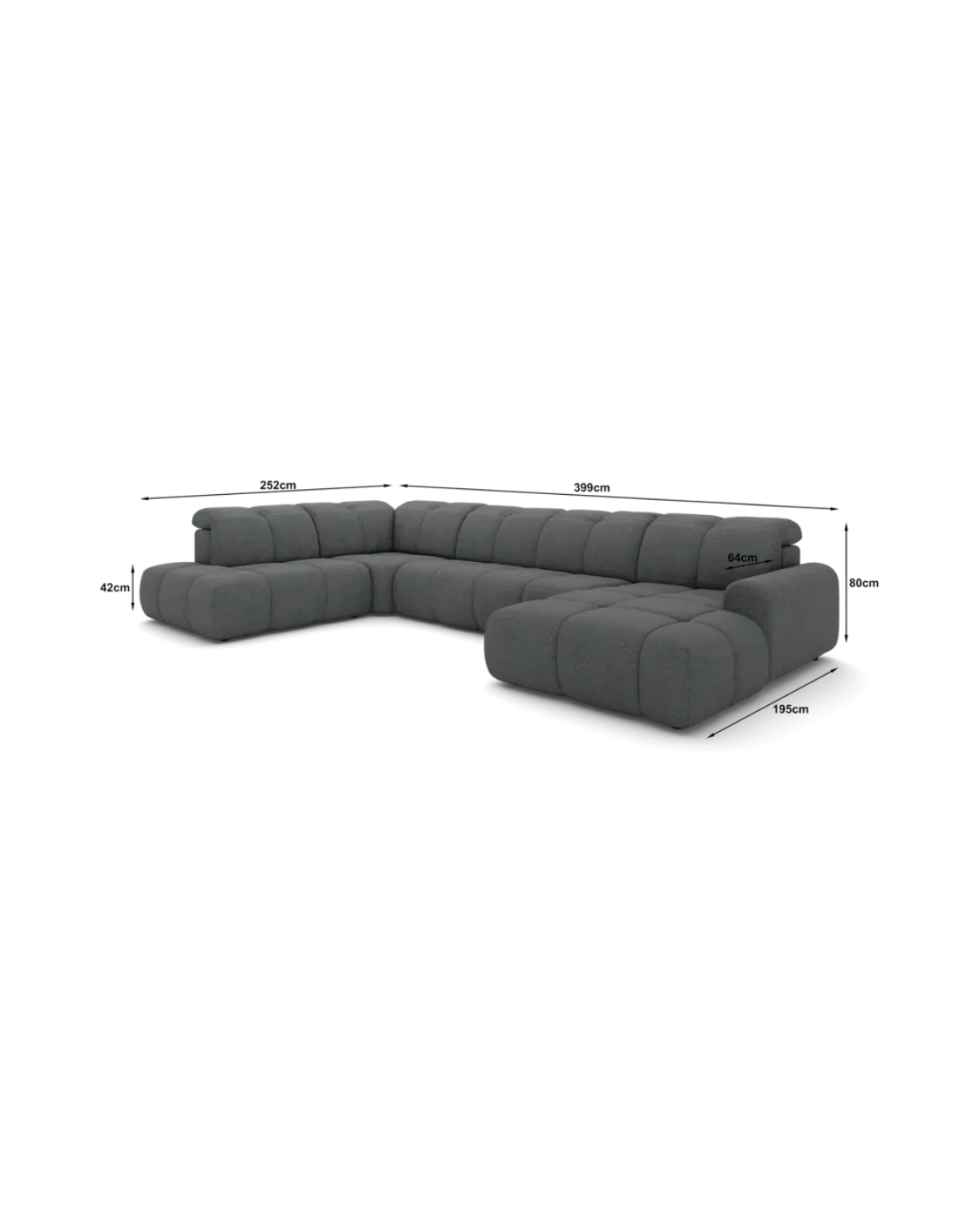 Bullet U-sofa Venstrevendt med chaiselong og open end