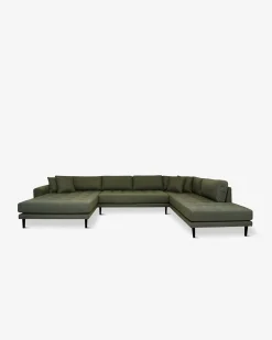 Fabio hjørnesofa M/chaiselong, oliven