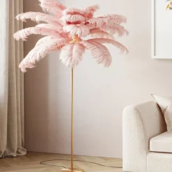 Feather palm gulvlampe Pink