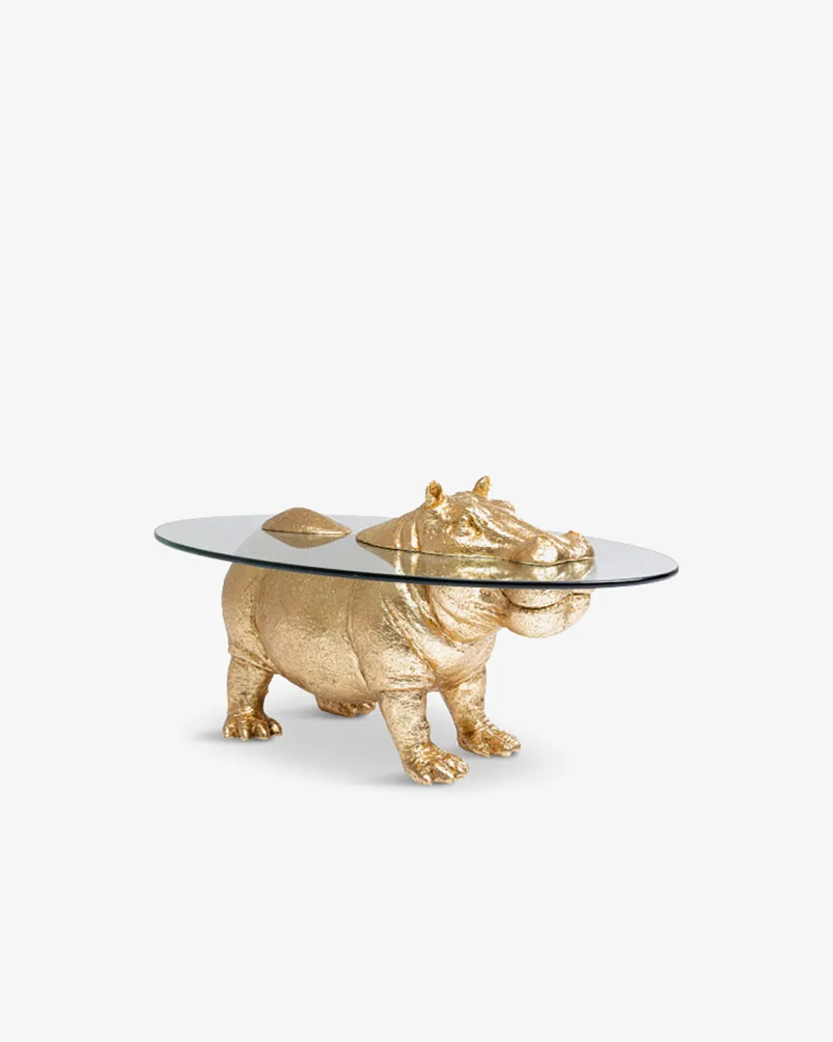 Flodhest sofabord Guld