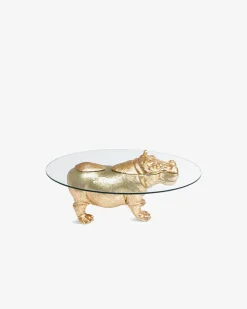 Flodhest sofabord Guld