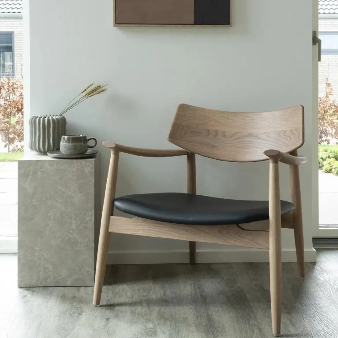 Frame loungestol Natur/sort