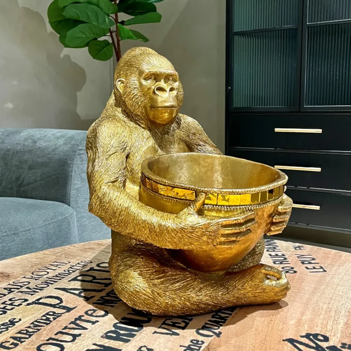 Gorilla m/skål Guld