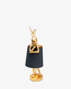 Kanin bordlampe Guld m. sort skærm