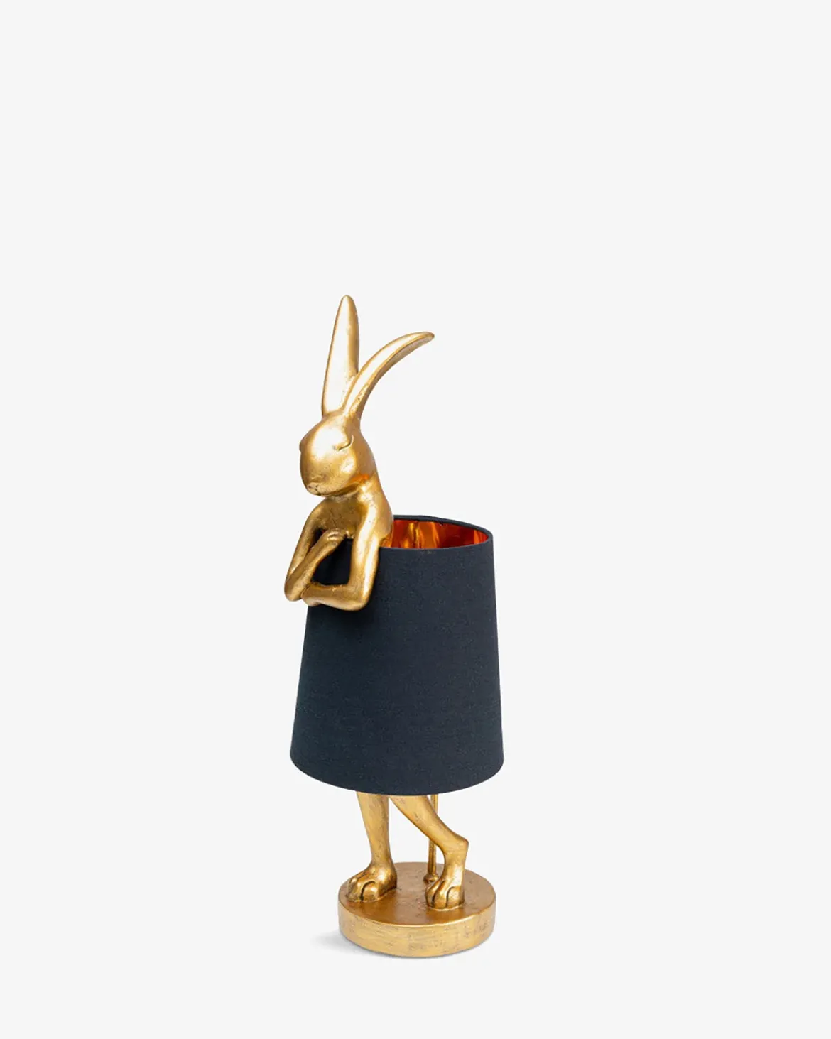 Kanin bordlampe Guld m. sort skærm