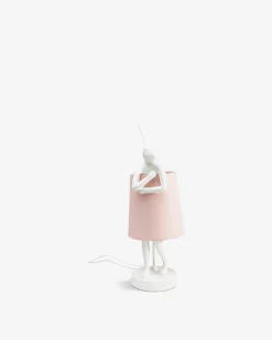 Kanin bordlampe Hvid/rosa