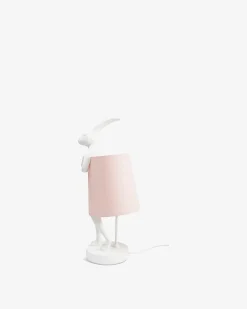 Kanin bordlampe Hvid/rosa