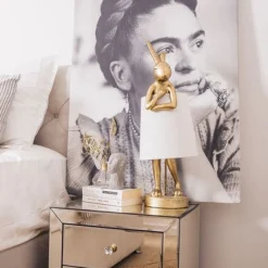 Kanin bordlampe m/skærm 68cm