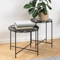 Light sidebord Sort marmor