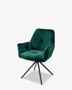 Mila spisebordsstol m. arm Grøn velour
