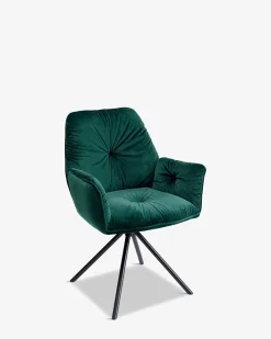 Mila spisebordsstol m. arm Grøn velour