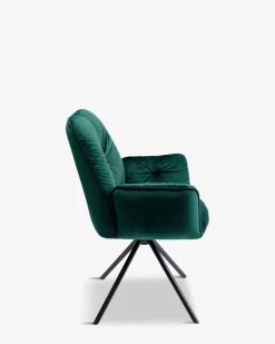 Mila spisebordsstol m. arm Grøn velour