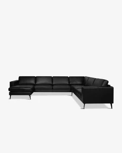 Nova hjørnesofa m/chaiselong Sort læder