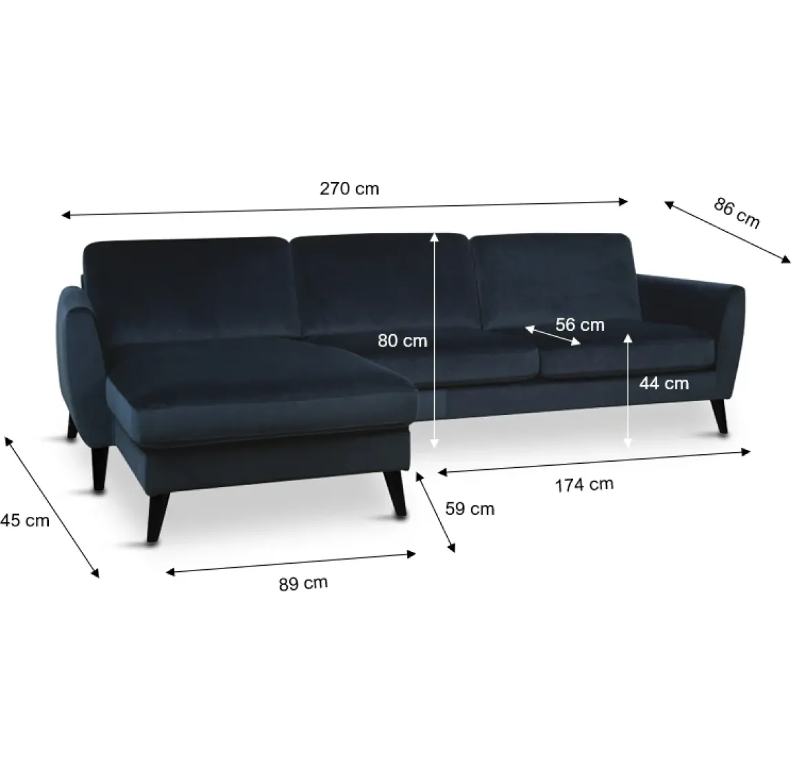 Nova modular sofa m/chaiselong Blå