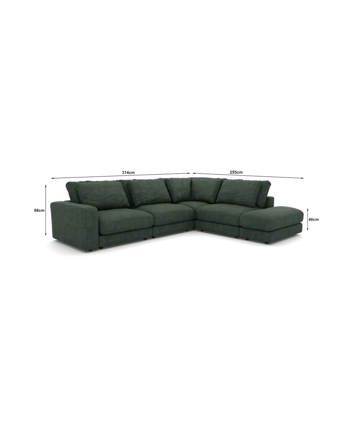 Rio hjørnesofa Højrevendt med pufafslutning