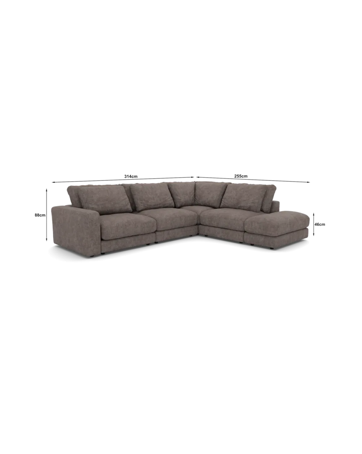 Rio hjørnesofa Højrevendt med pufafslutning