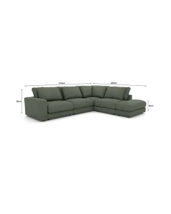 Rio hjørnesofa Højrevendt med pufafslutning