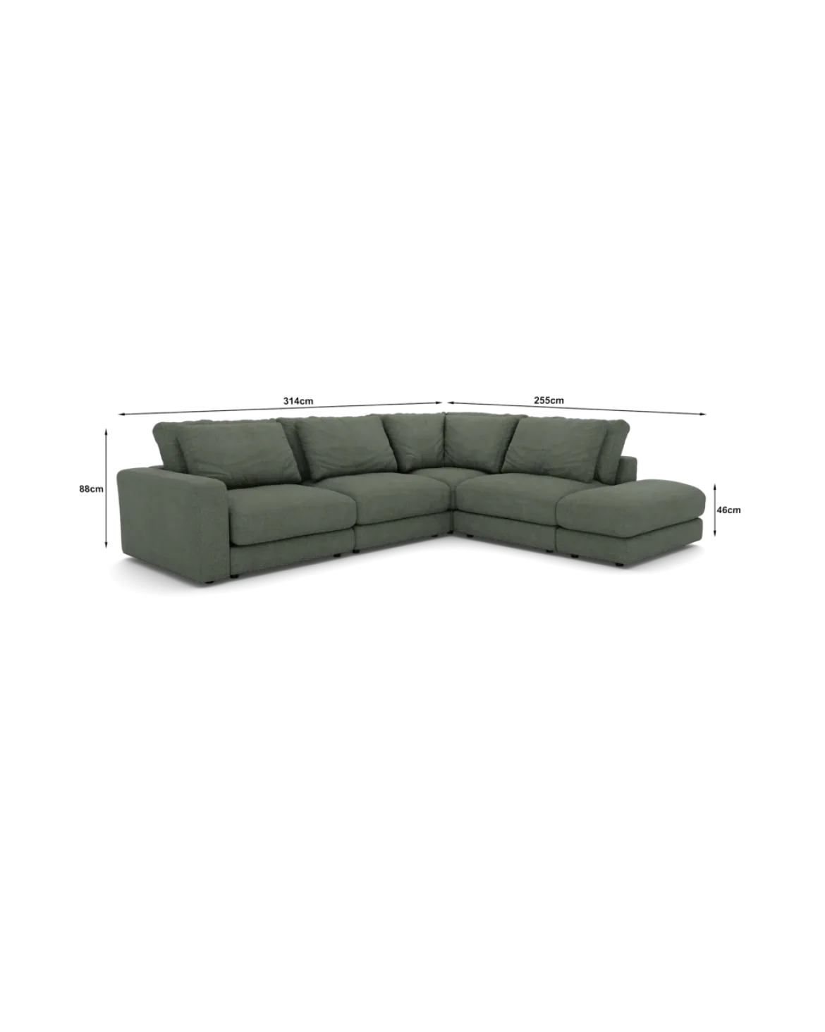 Rio hjørnesofa Højrevendt med pufafslutning