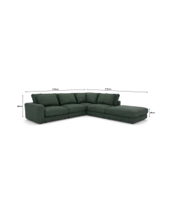 Rio hjørnesofa Højrevendt med stor pufafslutning