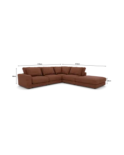 Rio hjørnesofa Højrevendt med stor pufafslutning