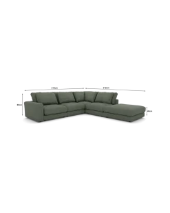 Rio hjørnesofa Højrevendt med stor pufafslutning