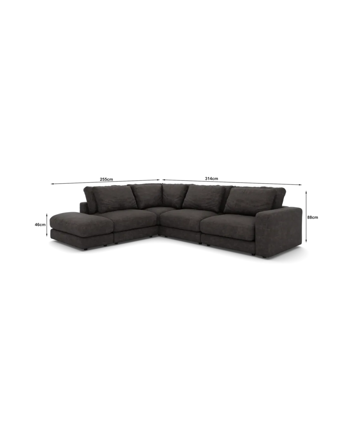 Rio hjørnesofa Venstrevendt med pufafslutning