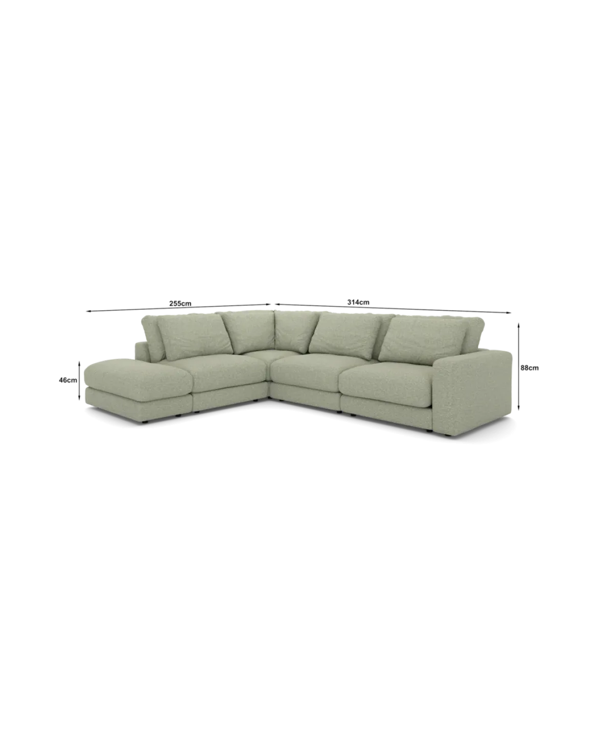 Rio hjørnesofa Venstrevendt med pufafslutning