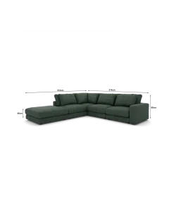 Rio hjørnesofa Venstrevendt med stor pufafslutning