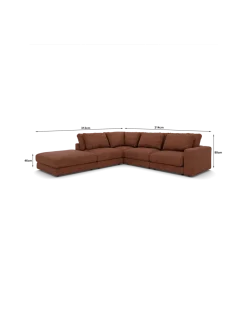 Rio hjørnesofa Venstrevendt med stor pufafslutning