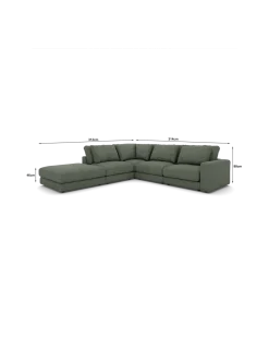 Rio hjørnesofa Venstrevendt med stor pufafslutning