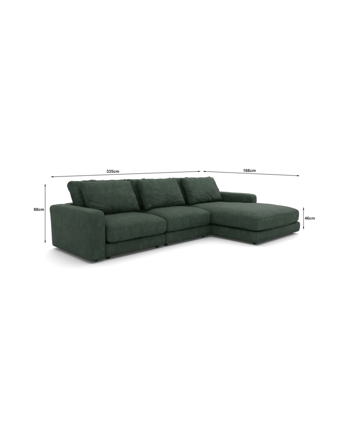 Rio Sofa Med chaiselong højre og bred arm