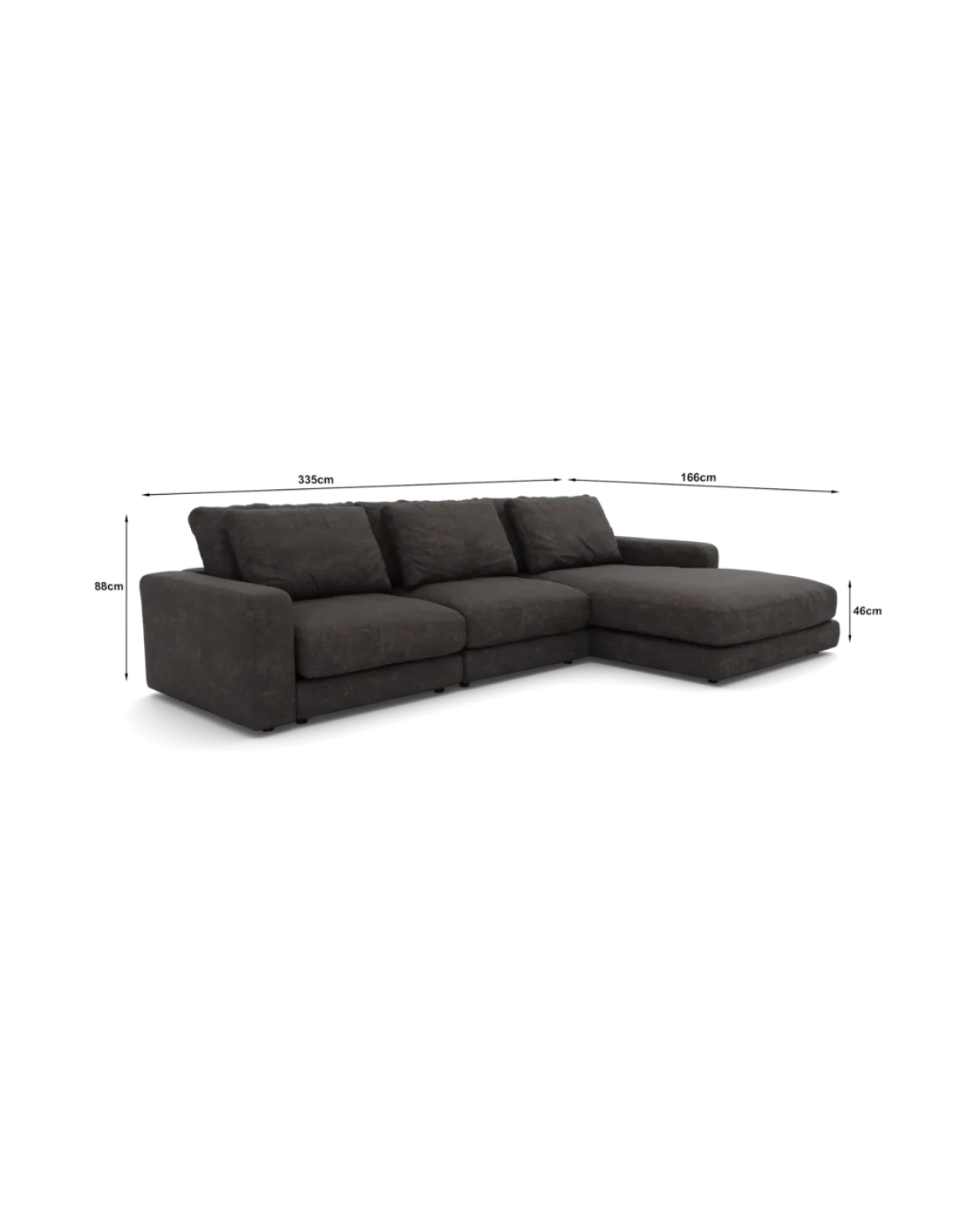 Rio Sofa Med chaiselong højre og bred arm