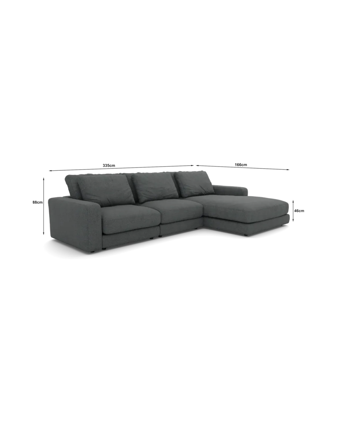 Rio Sofa Med chaiselong højre og bred arm