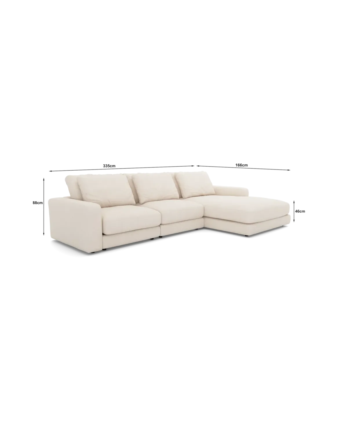 Rio Sofa Med chaiselong højre og bred arm