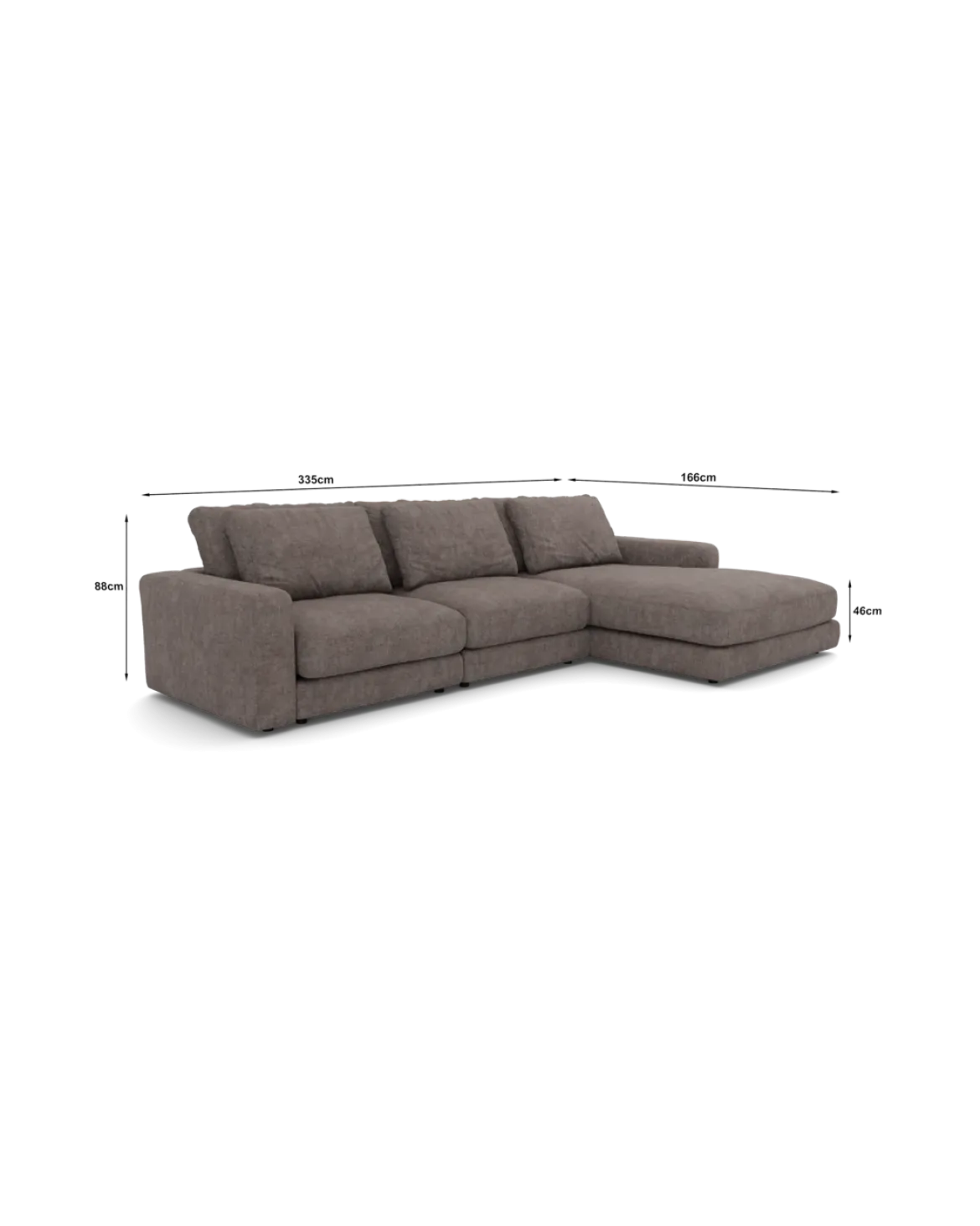 Rio Sofa Med chaiselong højre og bred arm