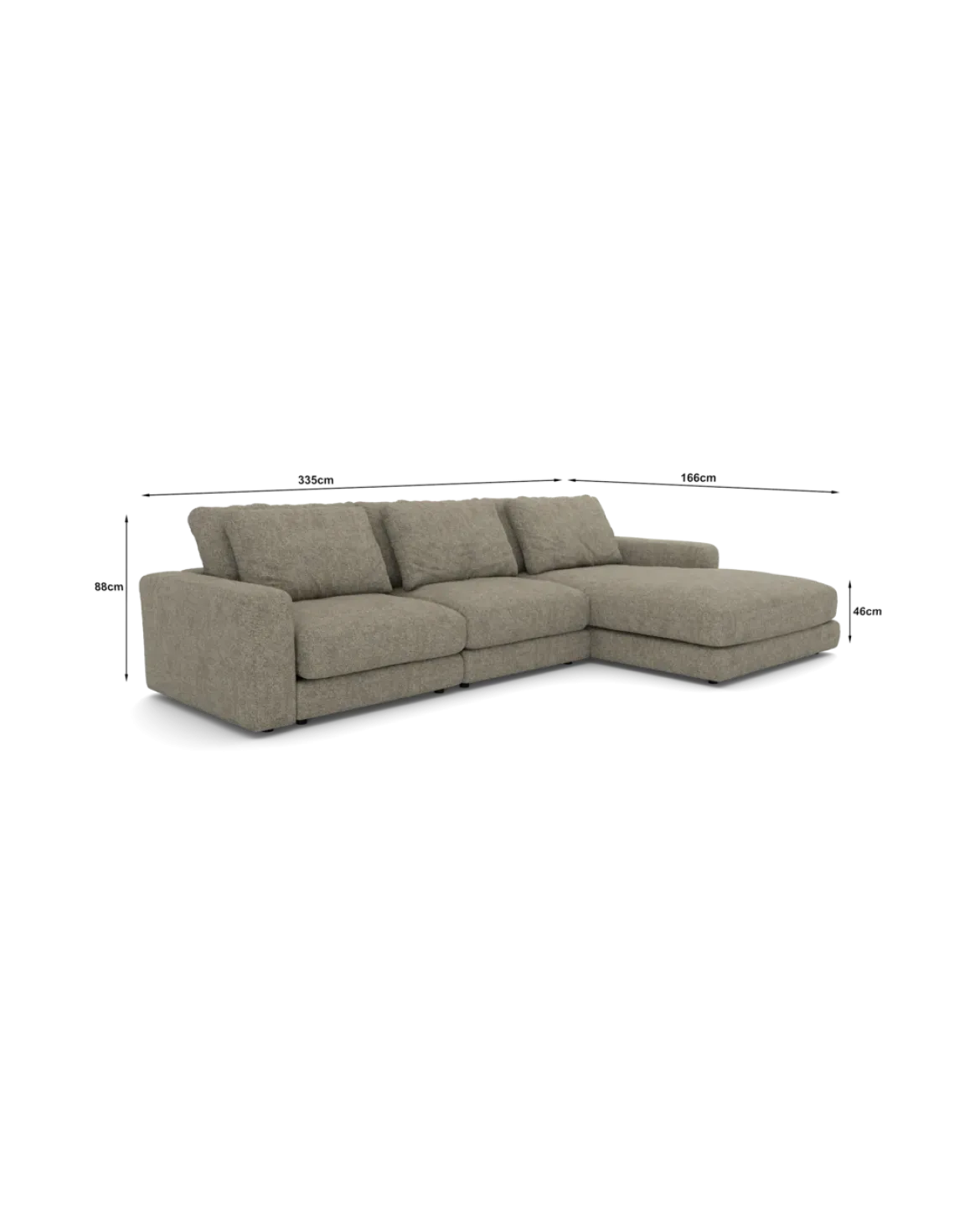 Rio Sofa Med chaiselong højre og bred arm
