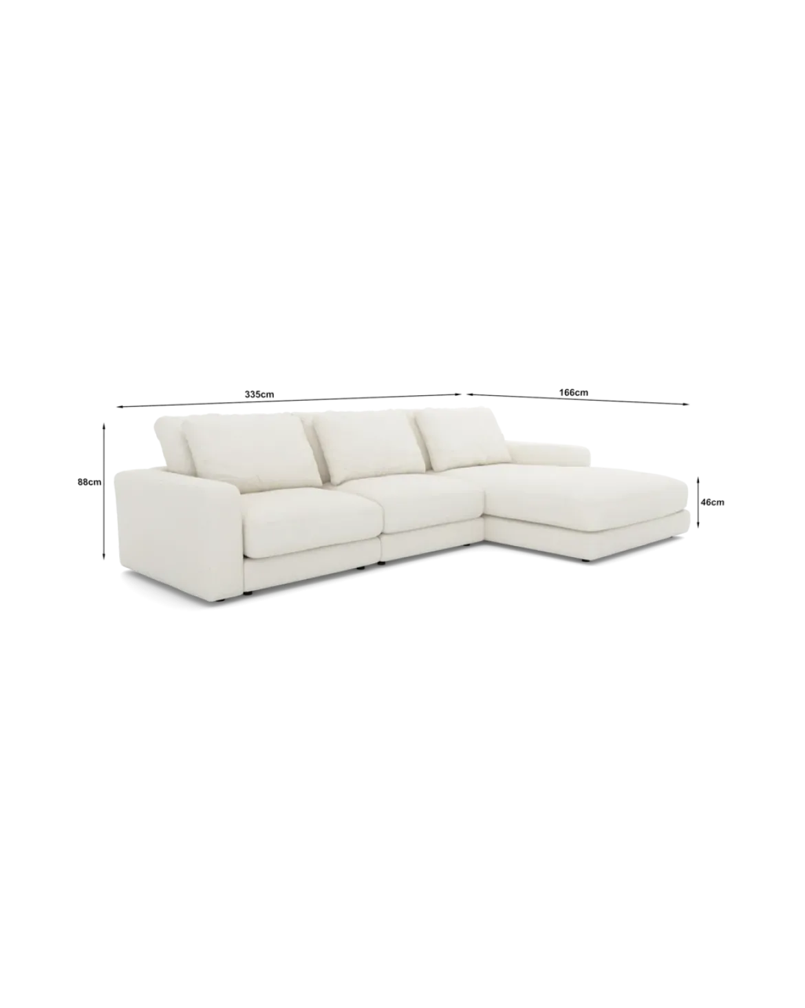 Rio Sofa Med chaiselong højre og bred arm