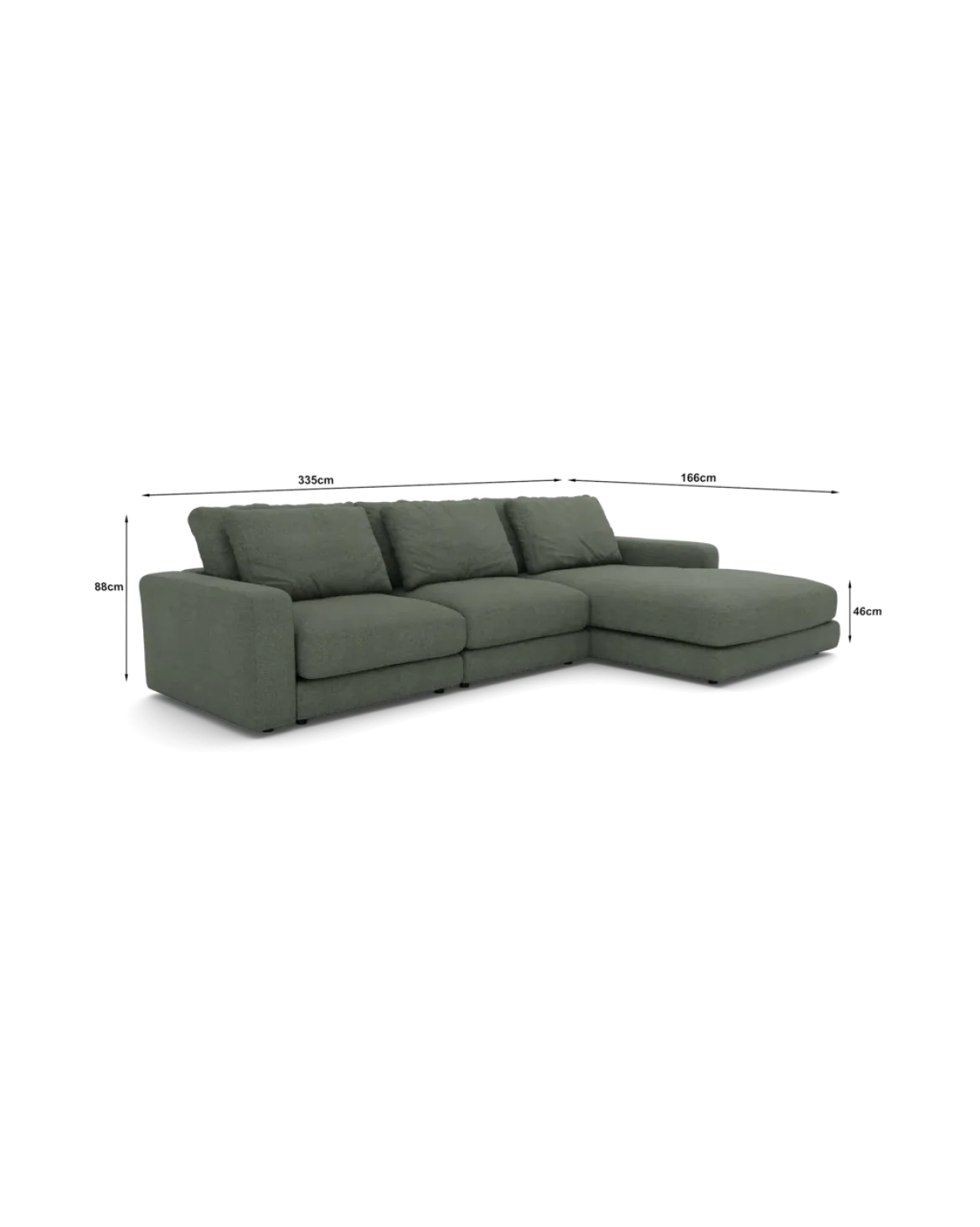 Rio Sofa Med chaiselong højre og bred arm