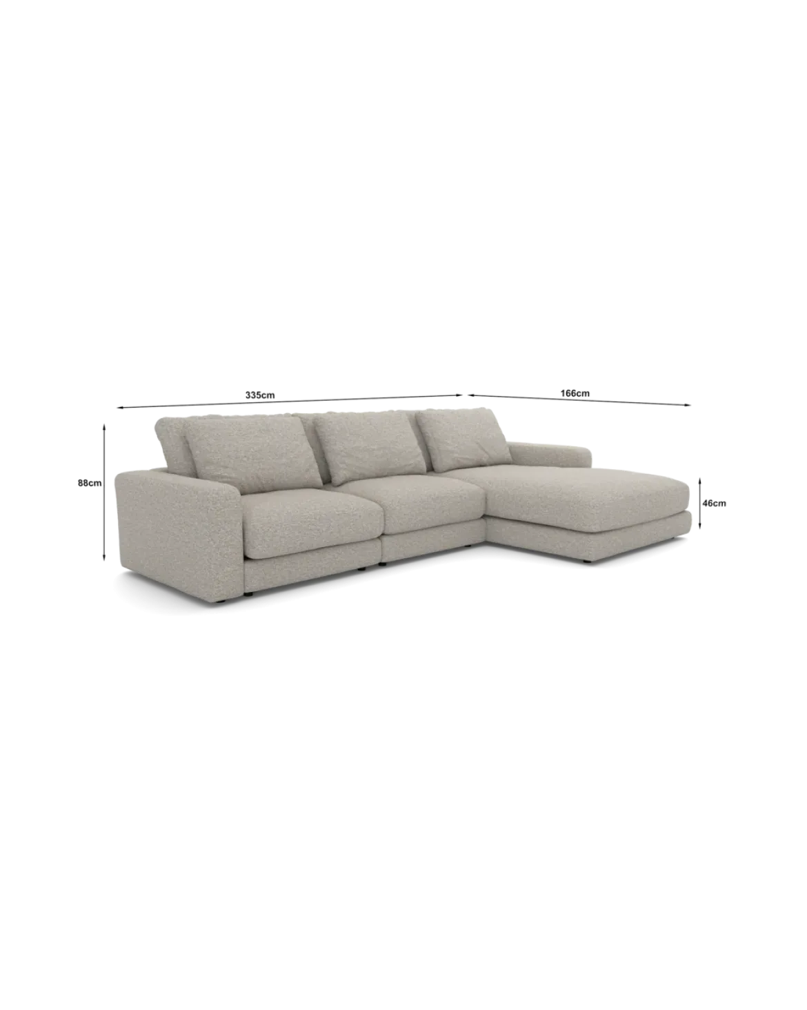 Rio Sofa Med chaiselong højre og bred arm