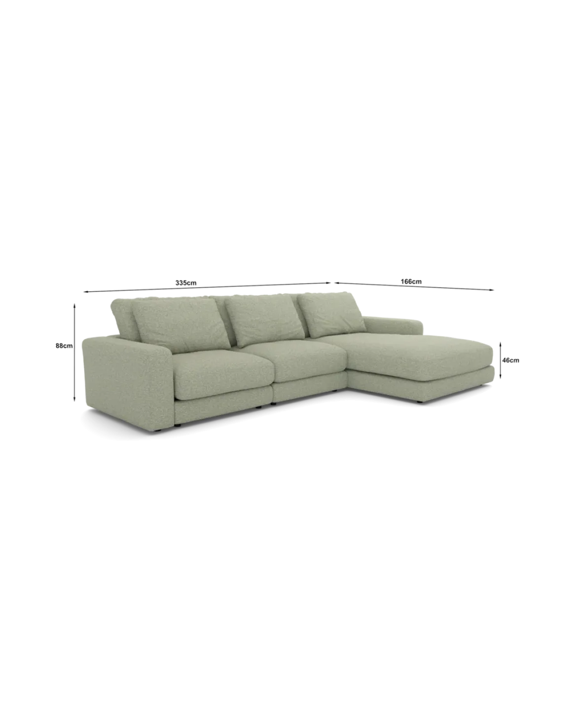 Rio Sofa Med chaiselong højre og bred arm