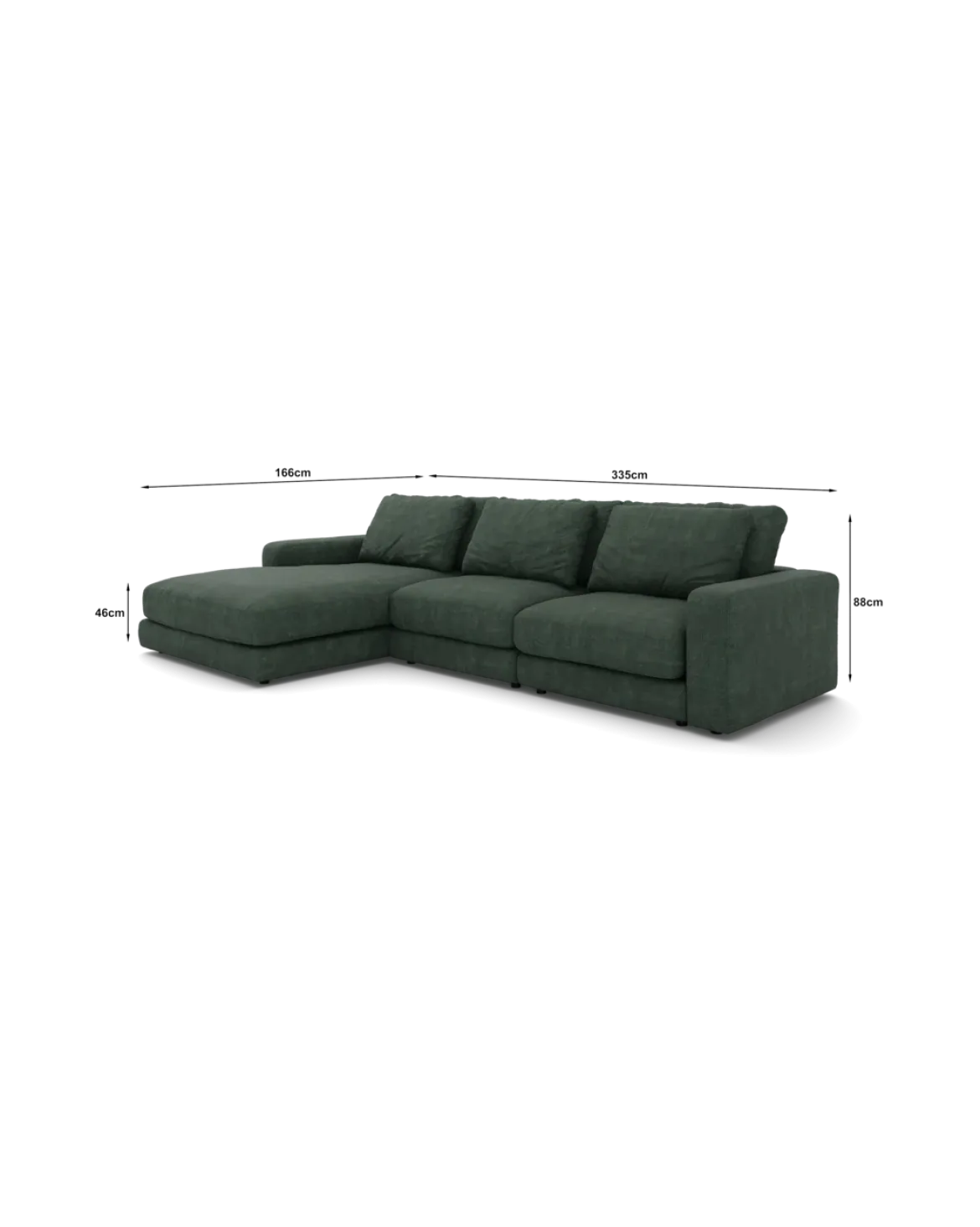Rio Sofa Med chaiselong venstre og bred arm