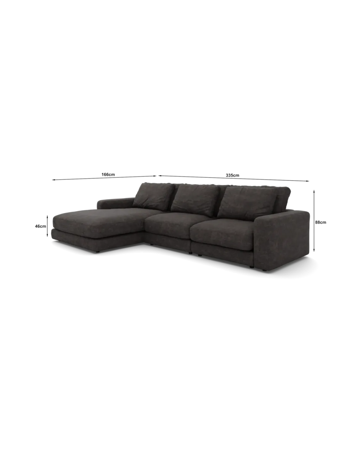 Rio Sofa Med chaiselong venstre og bred arm