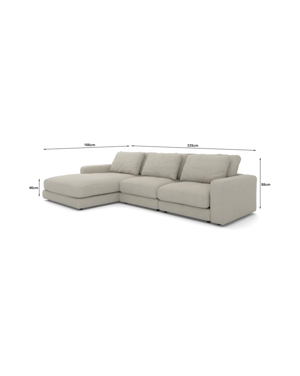 Rio Sofa Med chaiselong venstre og bred arm