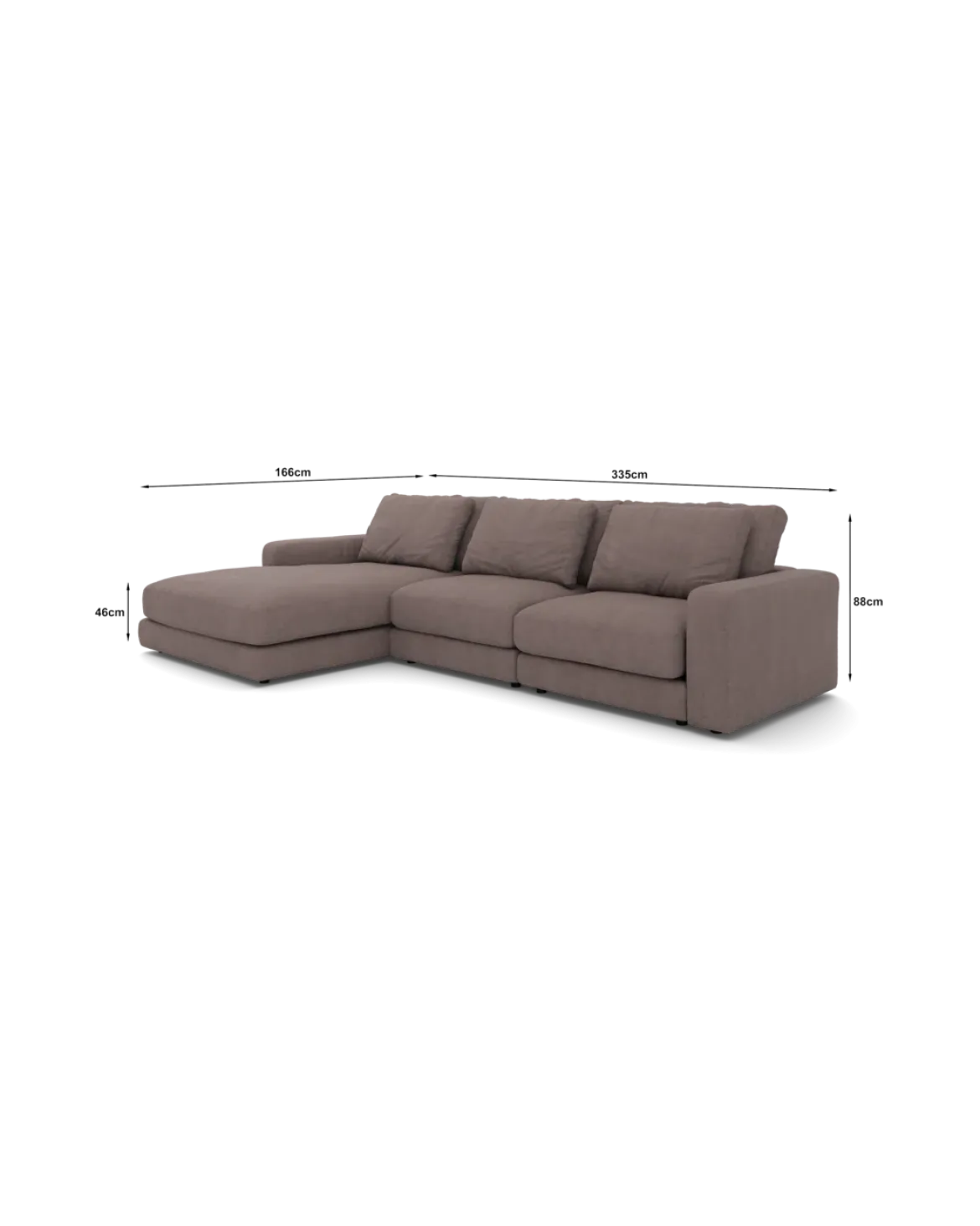 Rio Sofa Med chaiselong venstre og bred arm