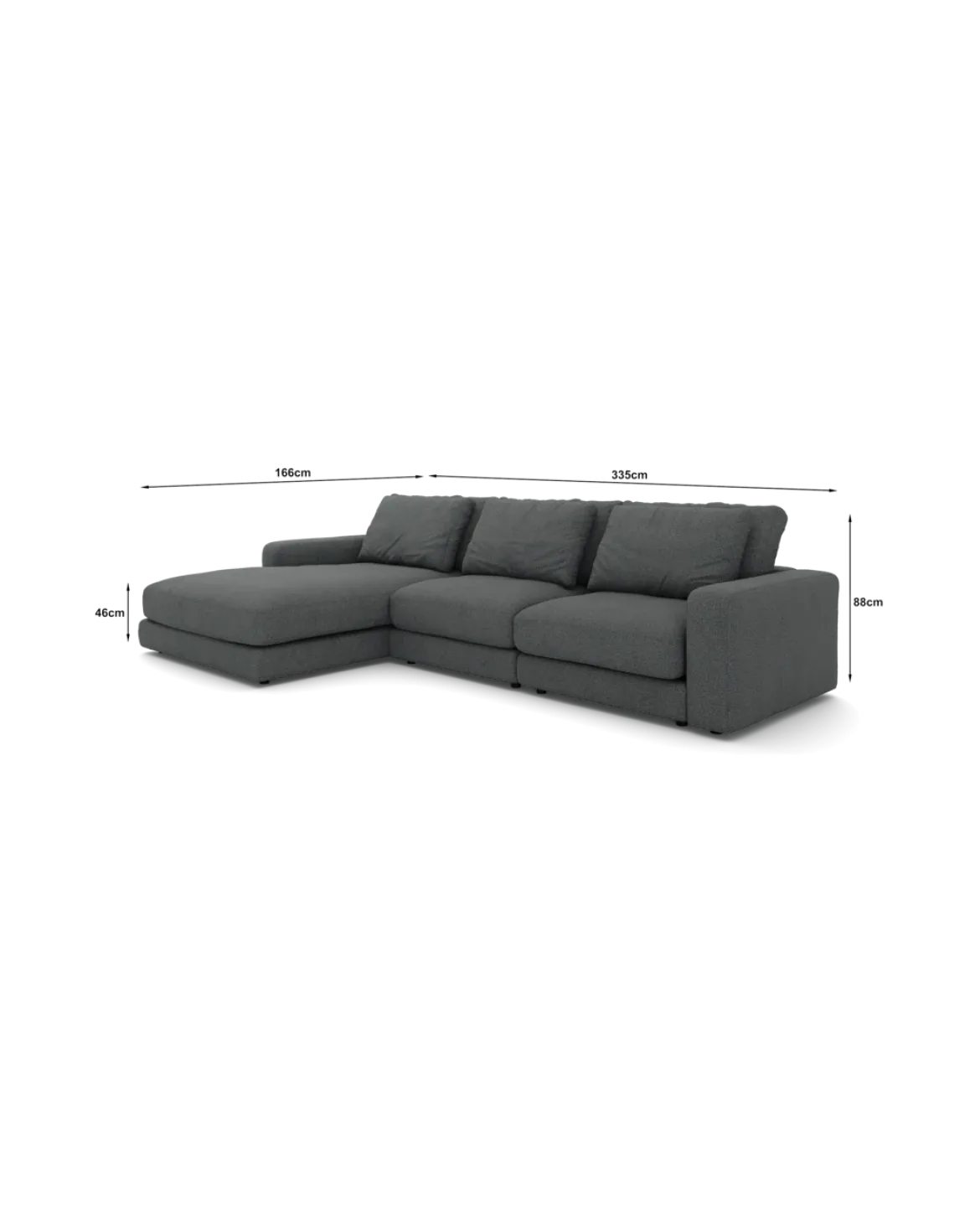 Rio Sofa Med chaiselong venstre og bred arm